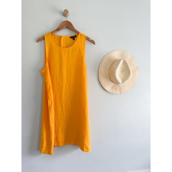 J.Crew | NWT Maxine button-back dress in linen Orange | Sz L - Picture 1 of 6